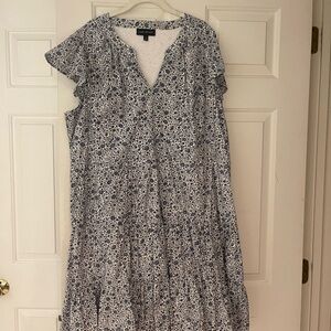 Lane Bryant Blue and White Floral Midi Dress